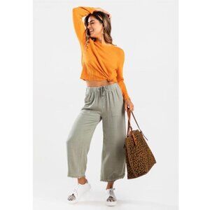 Wide Leg Sage Culotte Pants by Thread & Supply Small Sage